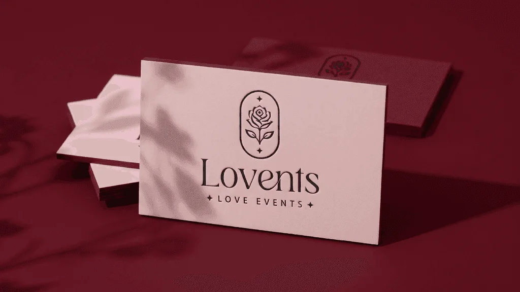 Lovents burgundy and blush brand packaging